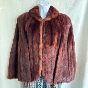 Vintage Fur Salon Stripling's Cape Fur Brown w/ Collar Arm Holes and Shoulder